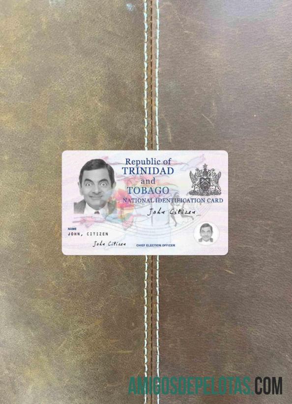 Trinidad And Tobago ID Card olhar de foto frente exemplo